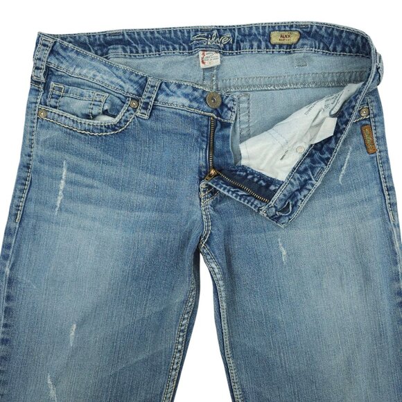 Silver Jeans Alex Bootcut Womens Size 33 Distressed Low Rise Med Wash Denim - Picture 6 of 15